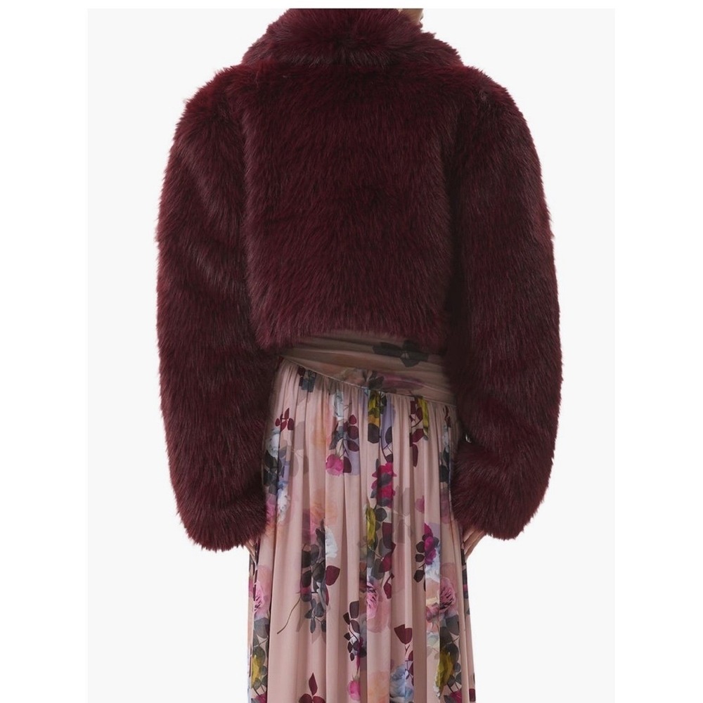 AFRM Stephanie Faux Fur Jacket, Burgundy (Port), Size Large, CHIC CLASSIC NWT - Picture 4 of 7